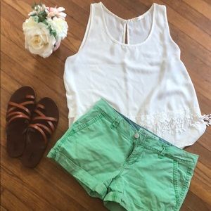 Faded green shorts